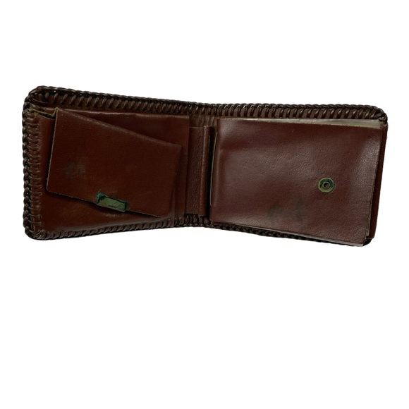 Vintage Tooled Leather Folding Wallet Handmade Western Southwest Filagree Detail - Picture 8 of 15